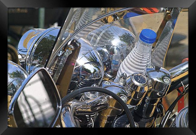 Detail of a Harley Davidson Framed Print by Jose Manuel Espigares Garc