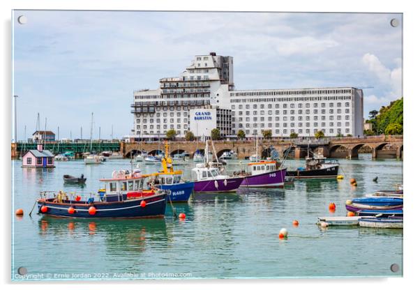 Folkestone Harbour Hotel Acrylic by Ernie Jordan