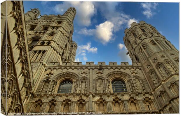 Ely Cathedral Outside Looking Up To The Blue Sky Canvas Print by Paul Mindy Photography