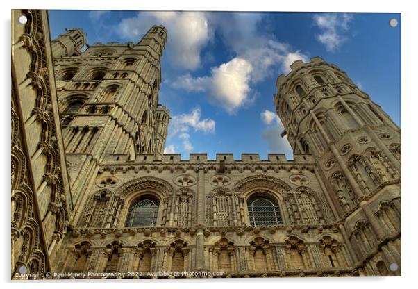 Ely Cathedral Outside Looking Up To The Blue Sky Acrylic by Paul Mindy Photography