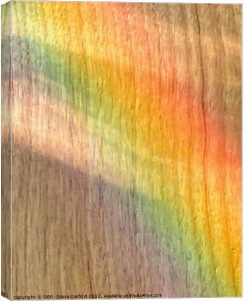 Muted rainbow colours on wood Canvas Print by DEE- Diana Cosford