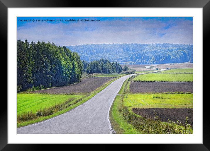 August Haze over Winding Country Road  Framed Mounted Print by Taina Sohlman