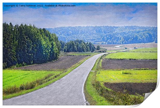 August Haze over Winding Country Road  Print by Taina Sohlman
