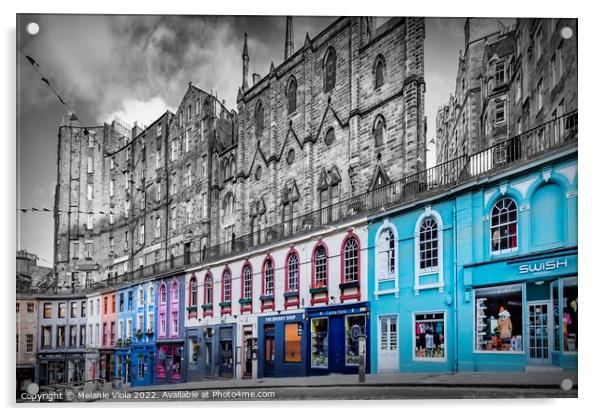 Victoria Street in Edinburgh - Colourkey Acrylic by Melanie Viola