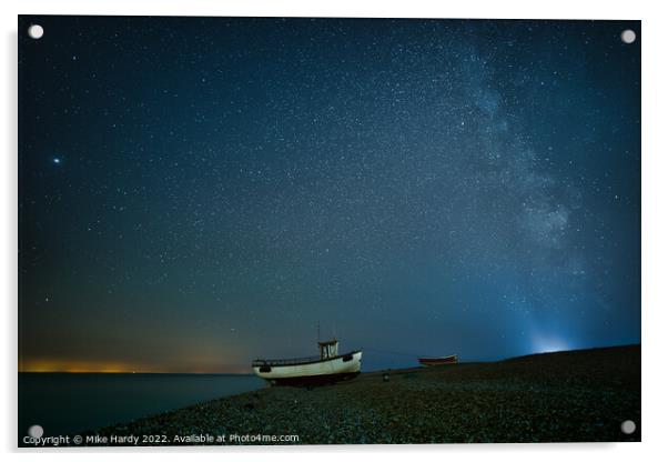Lighthouse beams the Milky Way at Dungeness Acrylic by Mike Hardy
