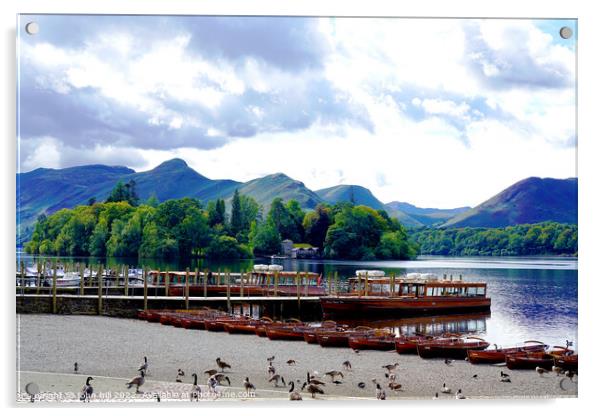 Derwentwater with Cat bells and Maiden moor Cumbria Acrylic by john hill