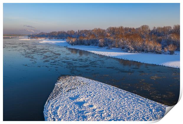 Winter At Vistula River In Warsaw Print by Artur Bogacki