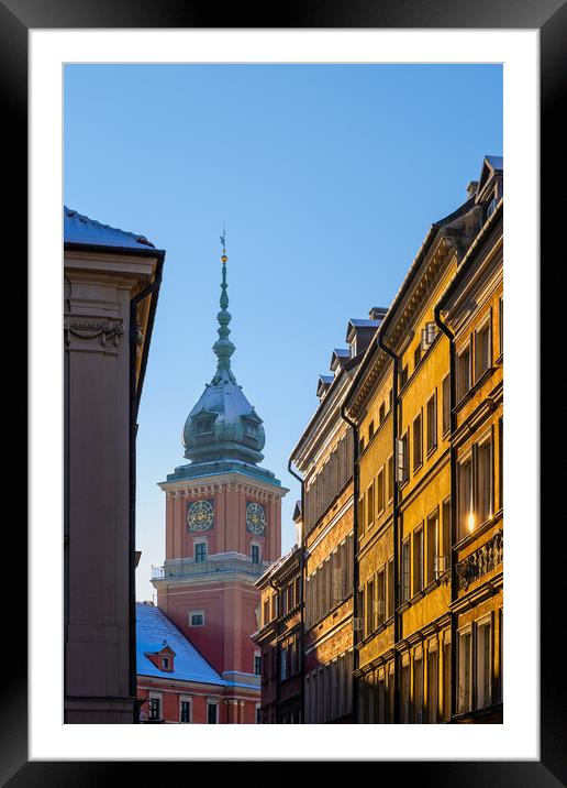 Sunset in Old Town of Warsaw in Poland Framed Mounted Print by Artur Bogacki