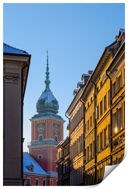 Sunset in Old Town of Warsaw in Poland Print by Artur Bogacki