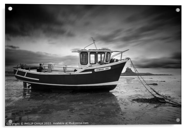 Lindisfarne fishing boat on Holy island 776 Acrylic by PHILIP CHALK