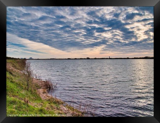 Dungeness Lakes looking towards power station Framed Print by Mike Hardy