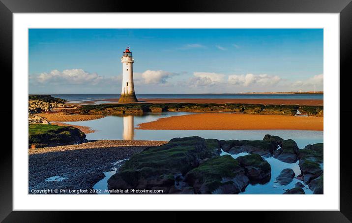 Pools of water on New Brighton beach  Framed Mounted Print by Phil Longfoot