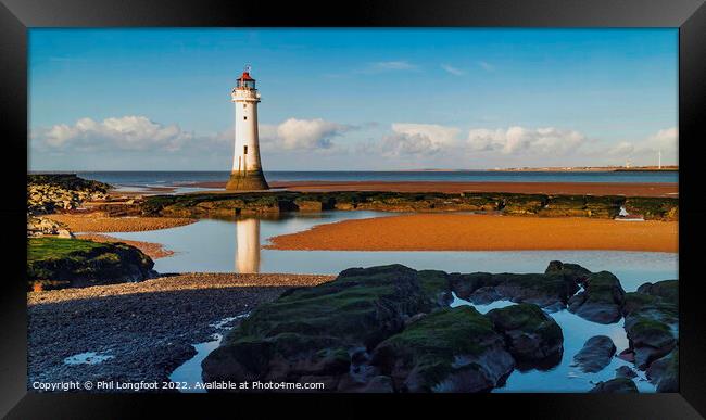 Pools of water on New Brighton beach  Framed Print by Phil Longfoot