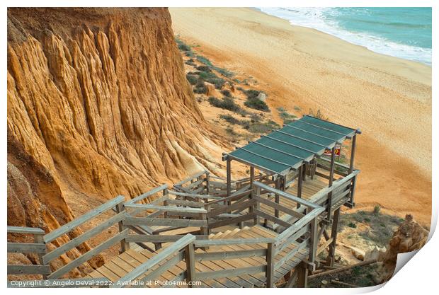 Falesia Beach Stairs Print by Angelo DeVal