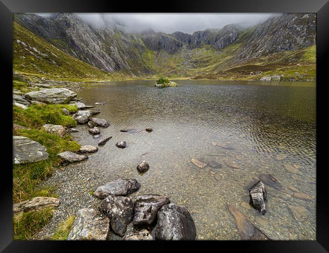 Llyn Idwal in the Cwm Idwal National Reserve. Framed Print by Colin Allen