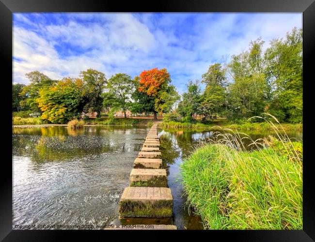 Autumn Stepping Stones Morpeth Framed Print by David Thompson