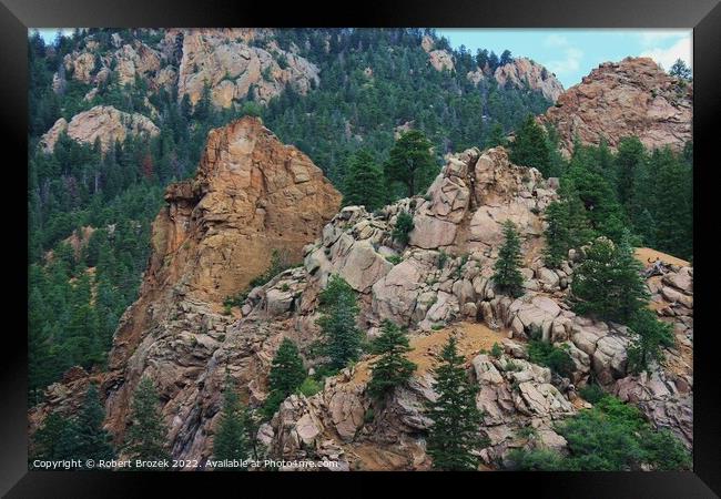 Colorado Rocky Mountains with trees Framed Print by Robert Brozek