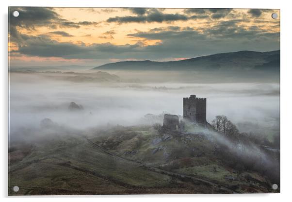 Dolwyddelan castle at dawn Acrylic by Rory Trappe