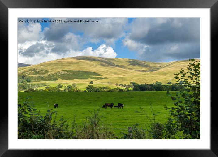 Sunshine on Fells near Barbon in Cumbria Framed Mounted Print by Nick Jenkins