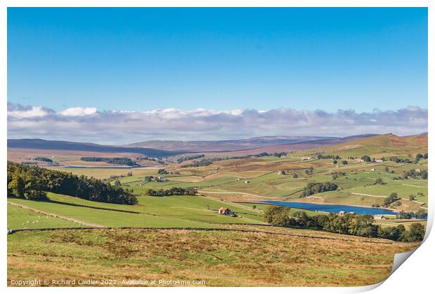 Selset and Grassholme, Lunedale,  from Harker Hill Print by Richard Laidler