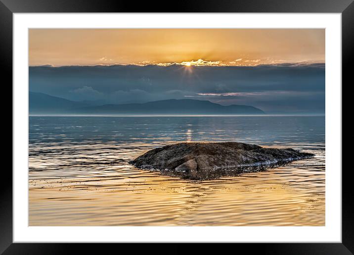 Sunset behind Arran Framed Mounted Print by Valerie Paterson