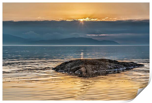 Sunset behind Arran Print by Valerie Paterson