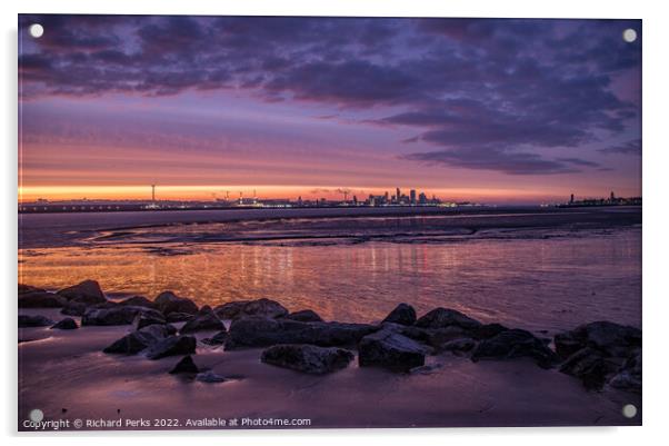 Liverpool skyline at Daybreak Acrylic by Richard Perks