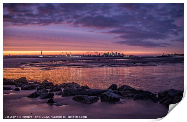 Liverpool skyline at Daybreak Print by Richard Perks