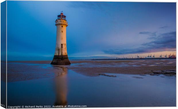 Captivating Reflections of Perch Rock Lighthouse Canvas Print by Richard Perks