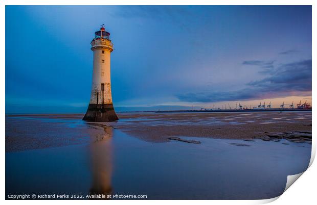 Captivating Reflections of Perch Rock Lighthouse Print by Richard Perks