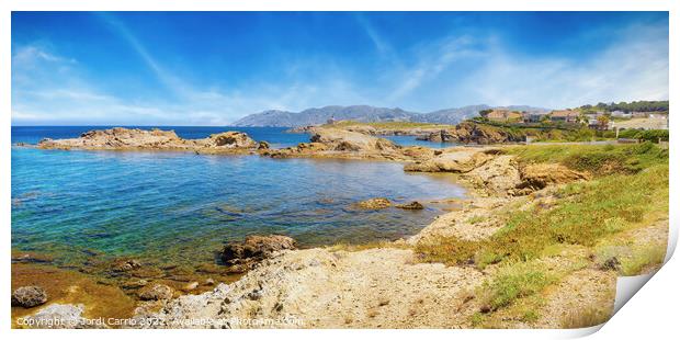 Great panoramic view of the coastal route from Port of Selva to Llança Print by Jordi Carrio