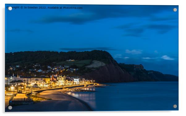 Sidmouth at Night Acrylic by Jo Sowden