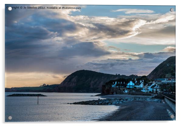 Sidmouth sunset Acrylic by Jo Sowden