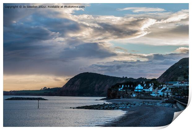 Sidmouth sunset Print by Jo Sowden