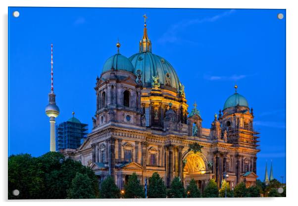 Berlin Cathedral At Night Acrylic by Artur Bogacki