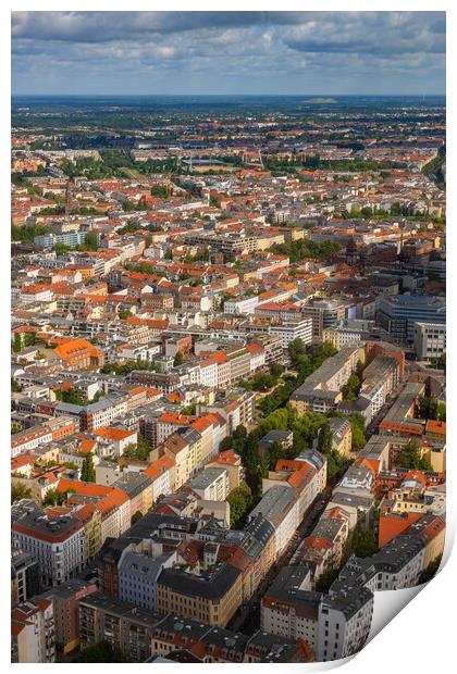 Aerial View Above City Of Berlin Print by Artur Bogacki