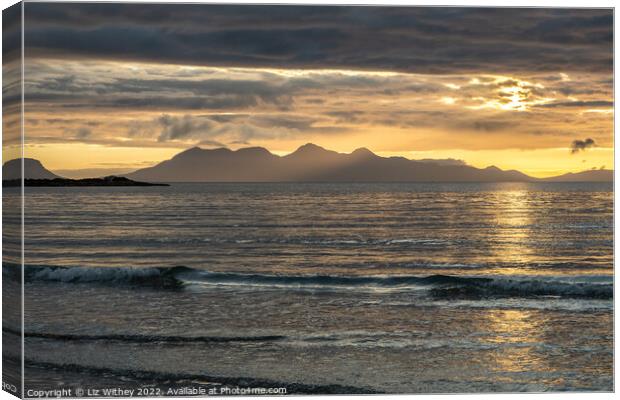 Sunset over Rum Canvas Print by Liz Withey