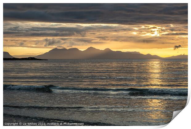 Sunset over Rum Print by Liz Withey