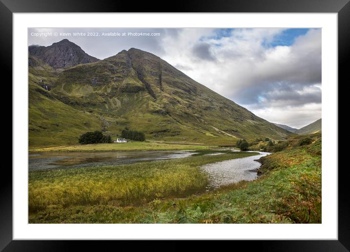 Little white cottage in Glencoe Framed Mounted Print by Kevin White