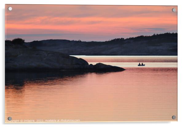 Resö Sunset Rowing Boat, Sweden Acrylic by Imladris 