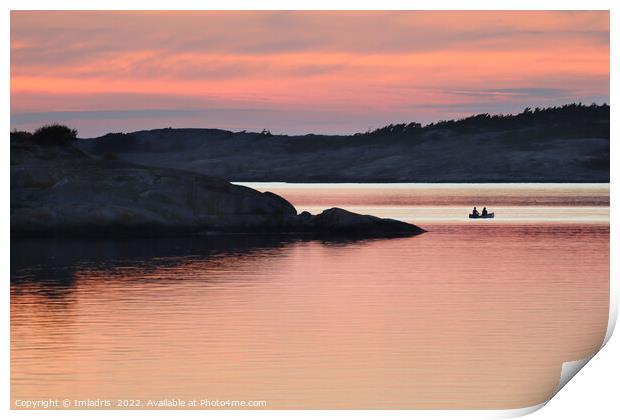 Resö Sunset Rowing Boat, Sweden Print by Imladris 