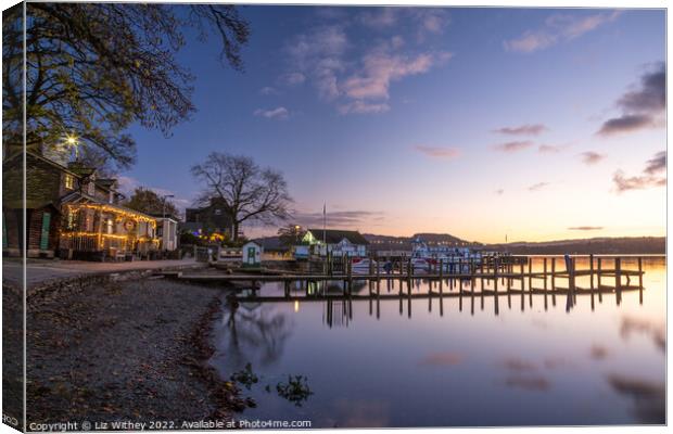 Sunset at Waterhead Canvas Print by Liz Withey