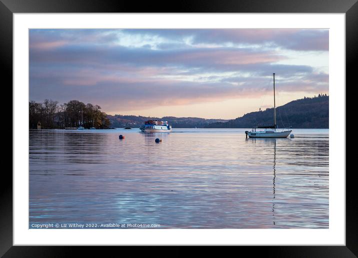 Windermere Sunset Framed Mounted Print by Liz Withey