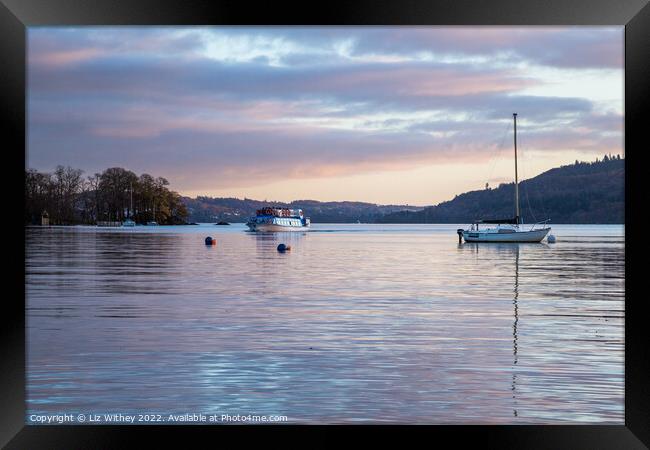 Windermere Sunset Framed Print by Liz Withey