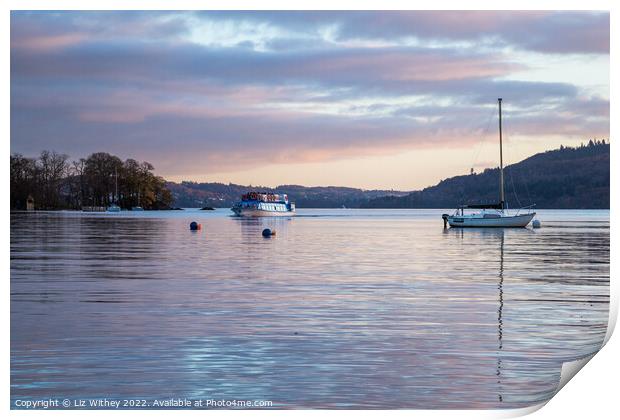 Windermere Sunset Print by Liz Withey