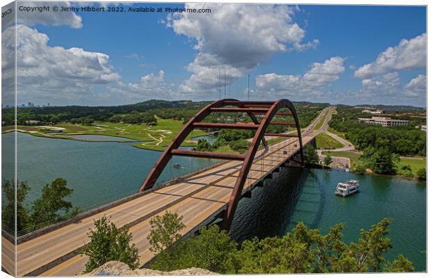 Pennybacker bridge Austin Texas Canvas Print by Jenny Hibbert