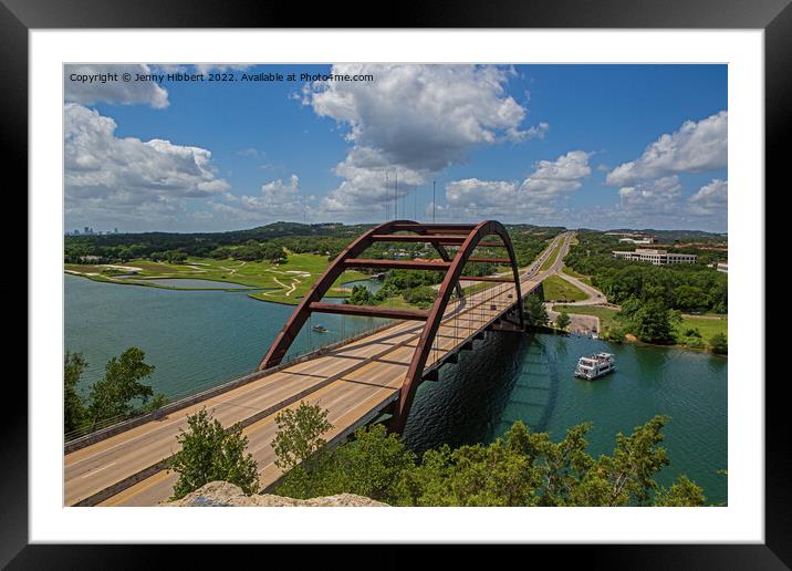 Pennybacker bridge Austin Texas Framed Mounted Print by Jenny Hibbert