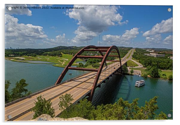Pennybacker bridge Austin Texas Acrylic by Jenny Hibbert