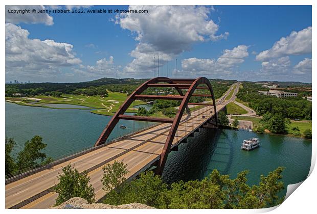 Pennybacker bridge Austin Texas Print by Jenny Hibbert