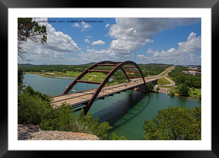 Scenic view of Pennybacker bridge, Austin Texas Framed Mounted Print by Jenny Hibbert